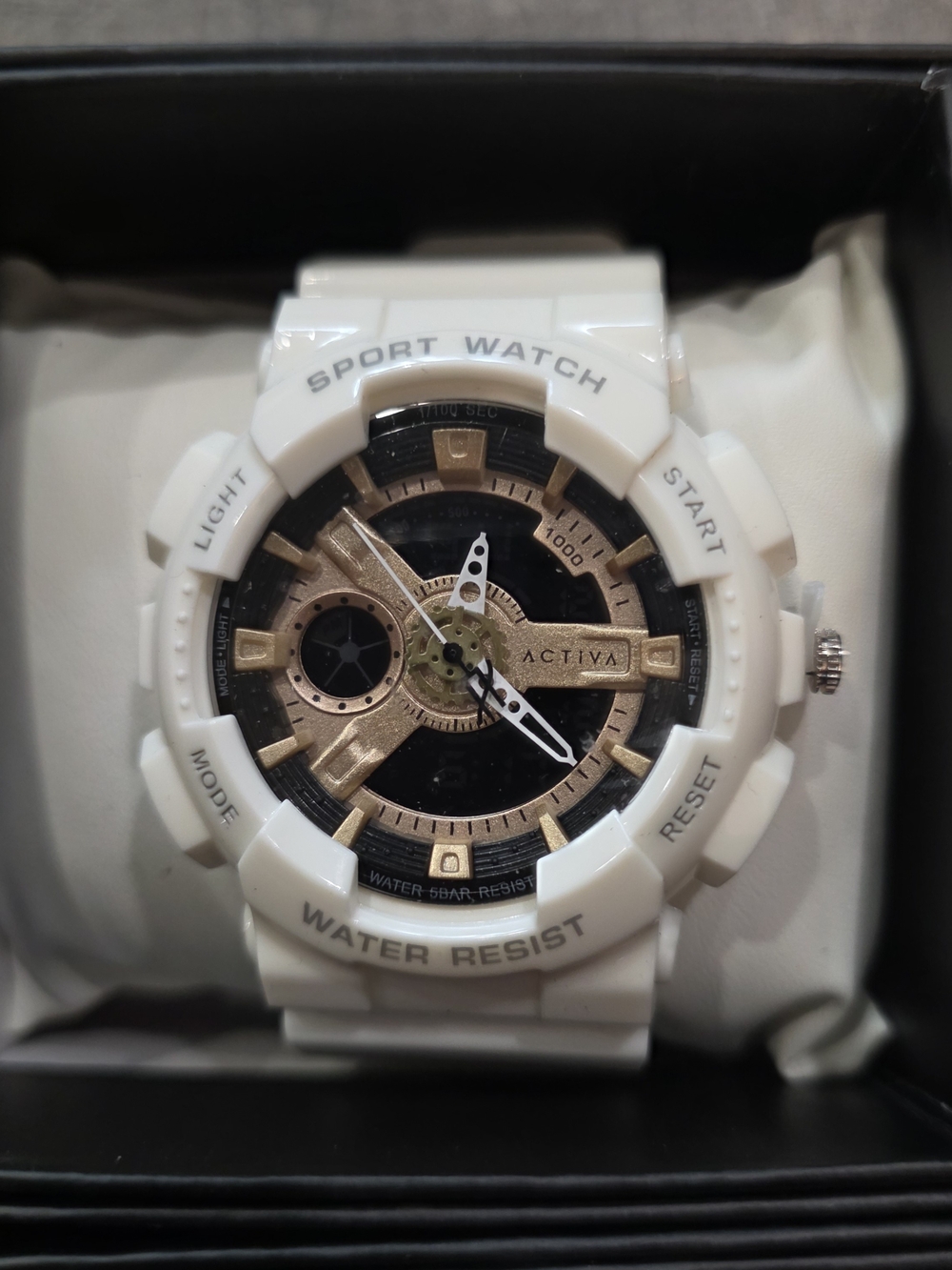 87. ACTIVA Sport Watch - White with Gold Dial Accents